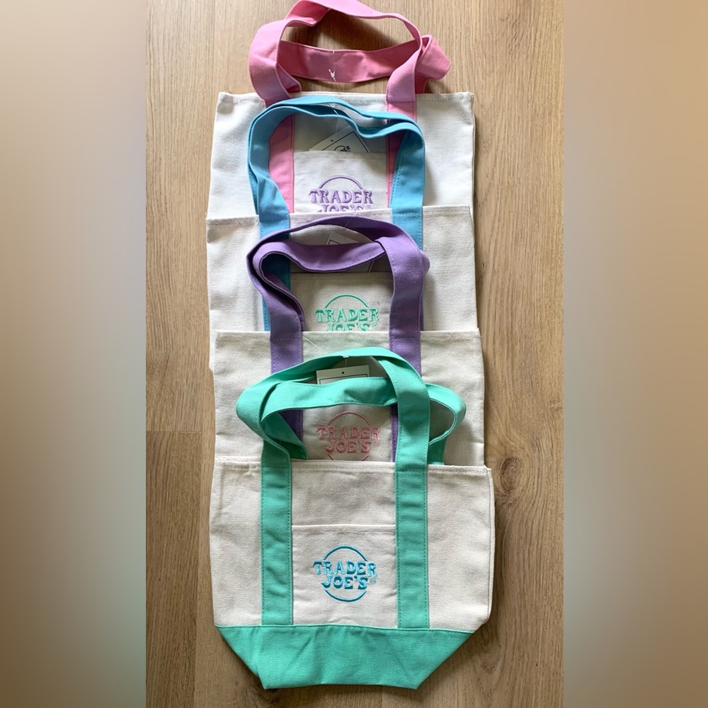 Trader Joe's Canvas Tote Bag 4 Color Set
